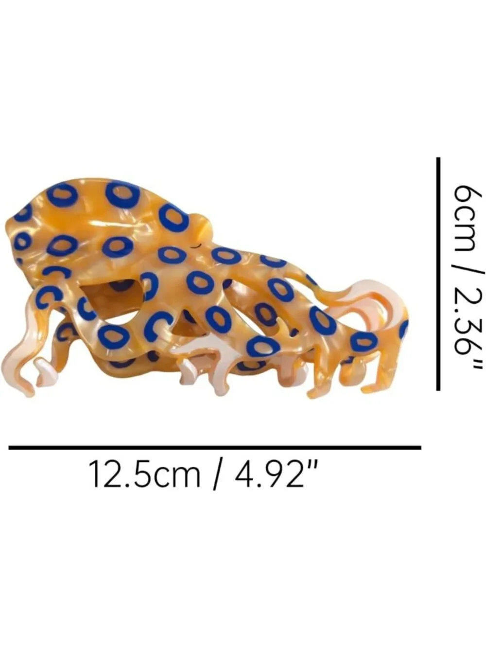 Blue-Ringed Octopus Big Claw Clips for Women | Smooth, Glossy, Non-Irritating